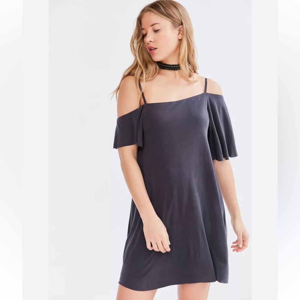 Urban Outfitters  Navy Blue Off-Shoulder Dress
